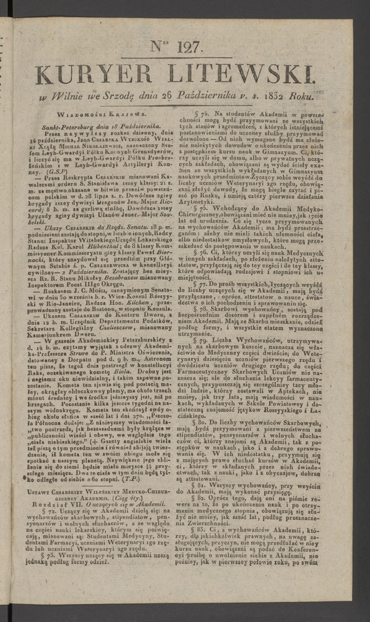 Kuryer Litewski. 1832, numer 127
