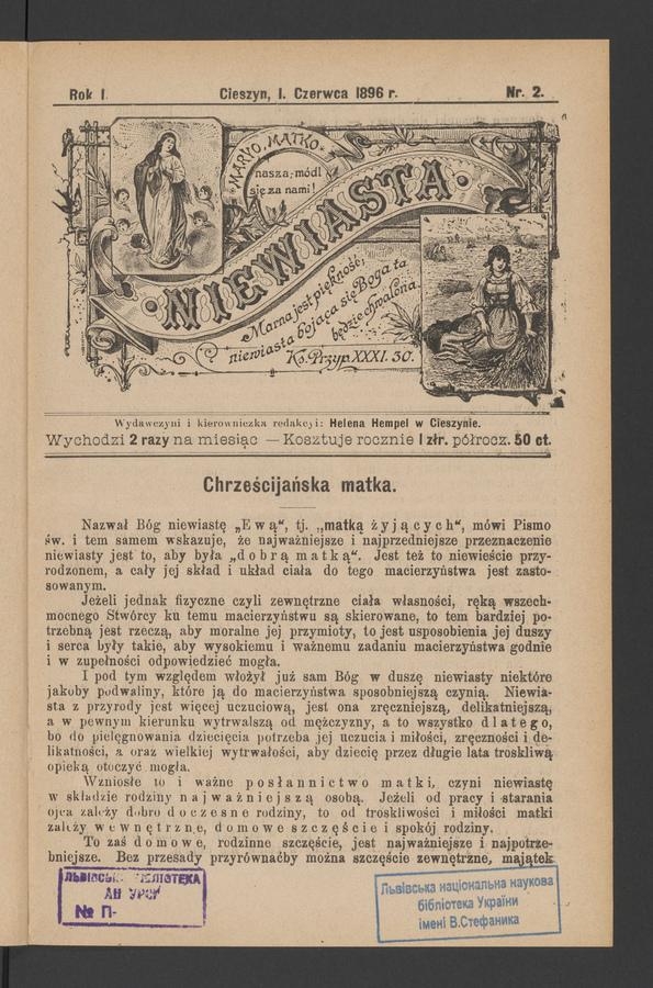 Niewiasta. Rok 1, 1896, numer 2