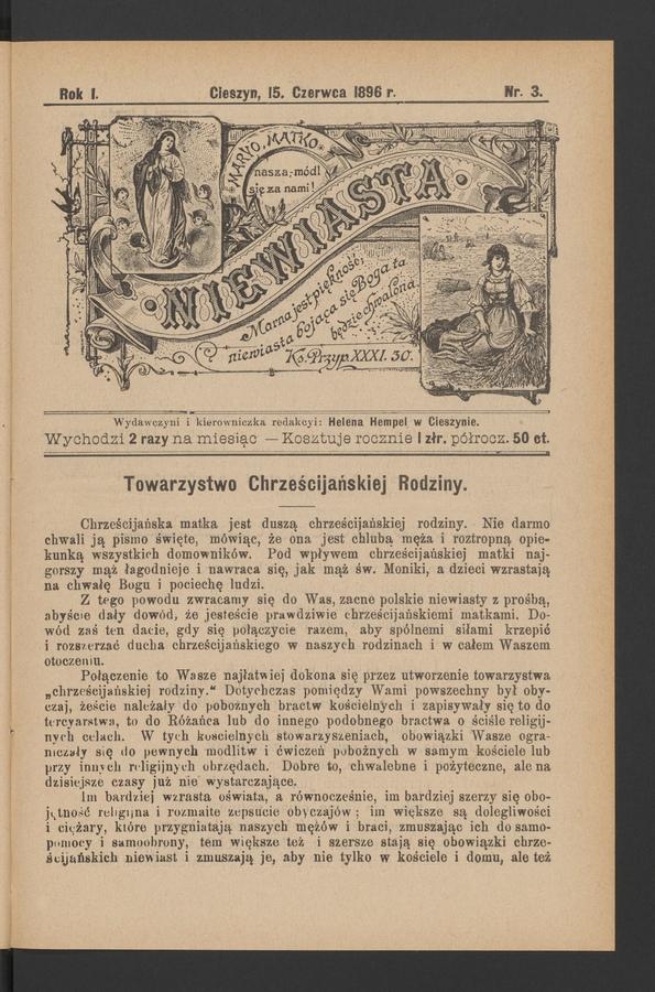 Niewiasta. Rok 1, 1896, numer 3