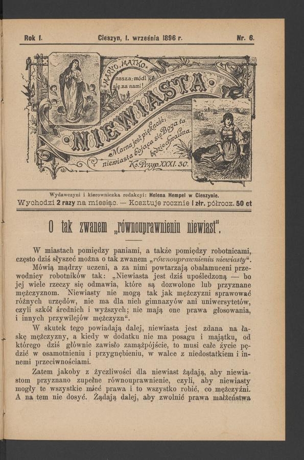 Niewiasta. Rok 1, 1896, numer 6