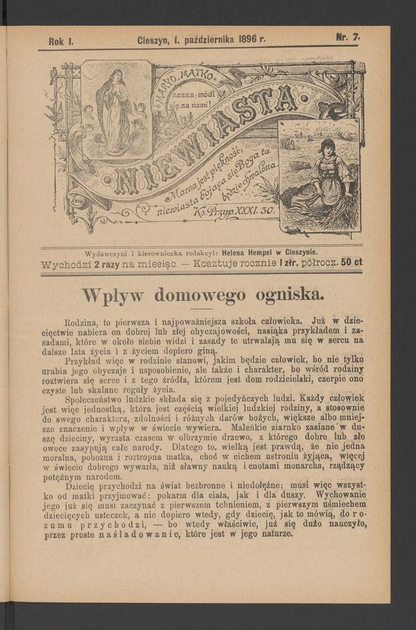 Niewiasta. Rok 1, 1896, numer 7