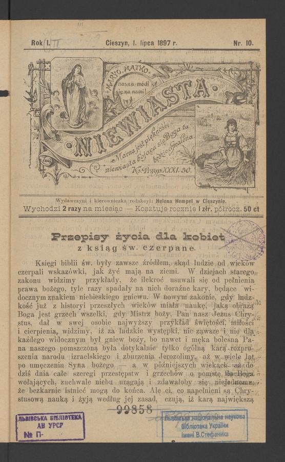 Niewiasta. Rok 2, 1897, numer 10