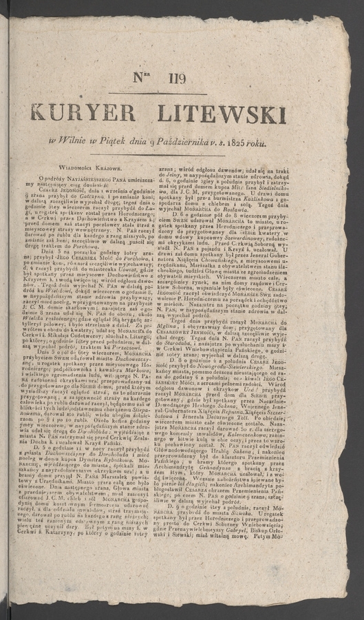 Kuryer Litewski. 1825, numer 119