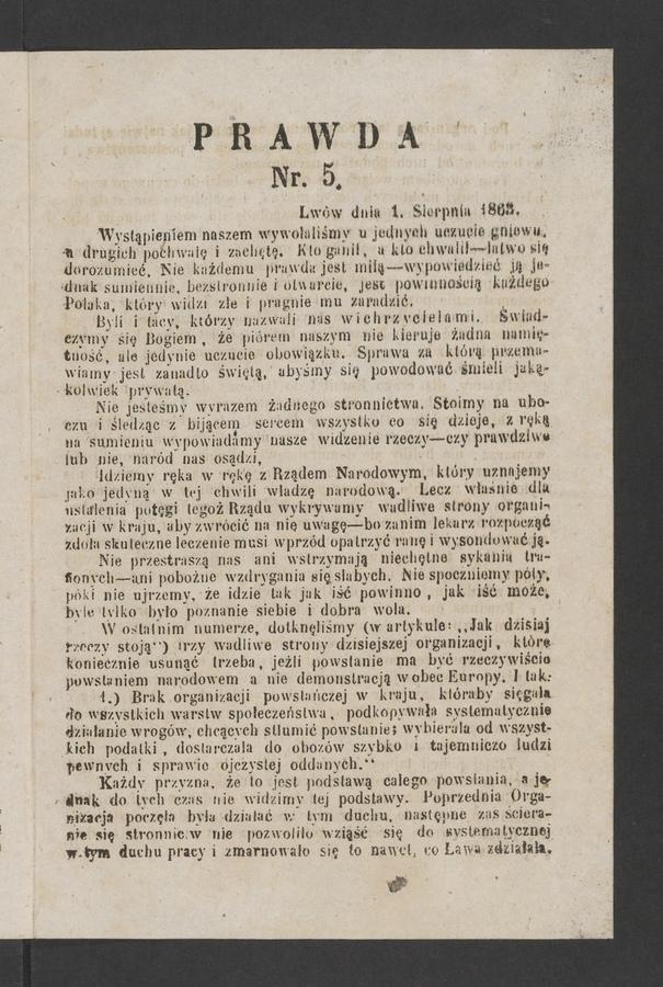 Prawda. 1863, numer 5