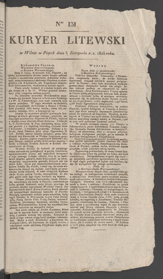 Kuryer Litewski. 1825, numer 131
