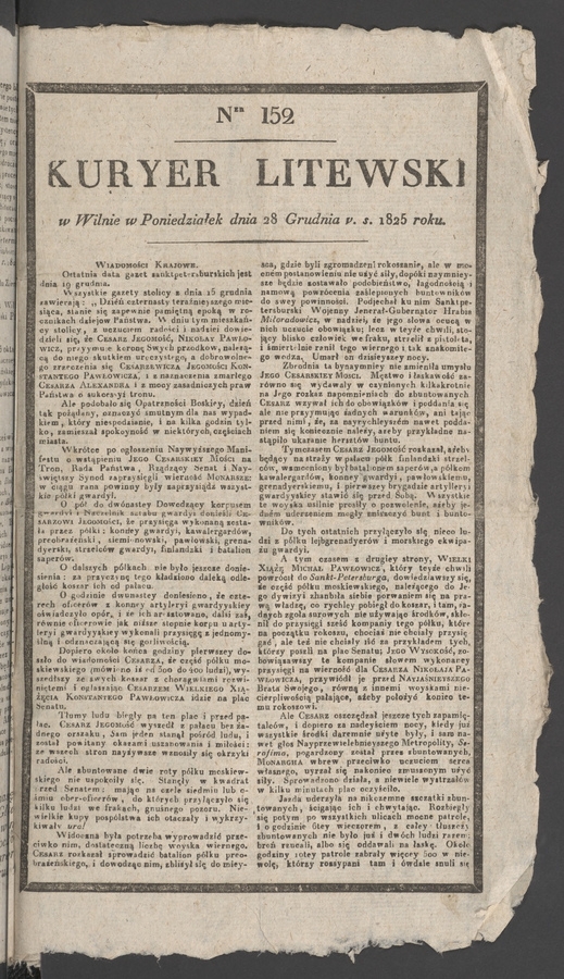 Kuryer Litewski. 1825, numer 152