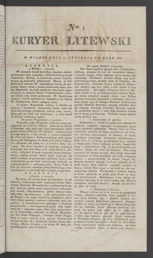 Kuryer Litewski. 1812, numero 5
